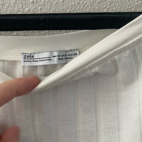 Zara Elegant White Ribbed Women's Top - Picture 3 of 3